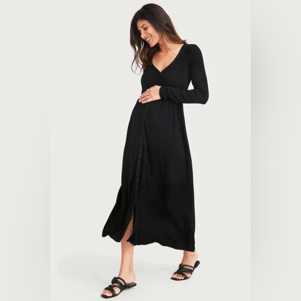 HATCH Maternity Softest Ribbed Nursing Dress Black 2 M